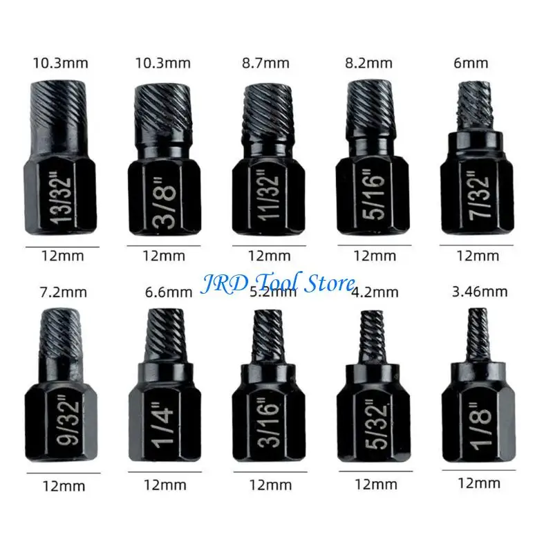 A2UD 12Pcs Studs Screw Extractor Removal Hexagonal Shank Damaged Bolt Easy Out Set
