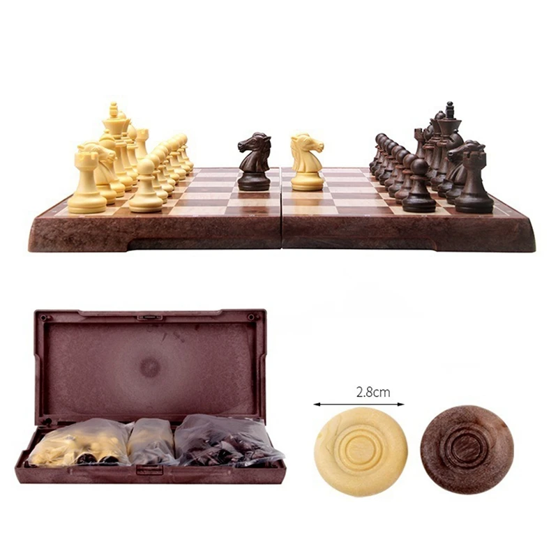 Plastic Chess Set Folding Magnetic Large Board With Pieces Interior For Storage Portable Board Game Chess Pieces Set