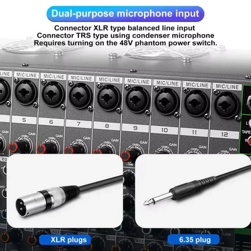 COOYINKA الرقمية 256 تأثيرات مكبر للصوت خلاط 12 قناة عالية الطاقة جهاز مزج الصوت 800Wx2 معادلة صدى الصوت #4