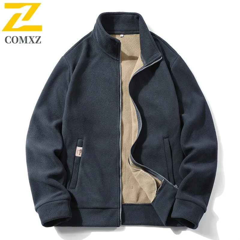 سترة COMXZ الكلاسيكية للرجال بياقة واقفة للتنقل سترة سميكة ودافئة سترة مميزة للأعمال والترفيه ومقاومة للبرودة ملابس خارجية للرجال للشتاء