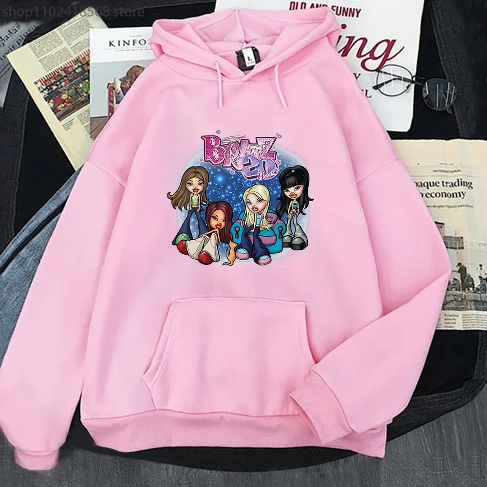 Cartoon Bratz Sweatshirt Women Autumn Winter Hoodies Men Loose Top Y2K Long Sleeve Graphic Clothes Streetwear Female Jacket Tops
