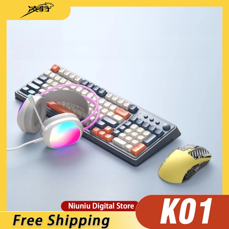 

LINGBO K01 E-sports Keyboard 2.4G USB Bluetooth Tri Mode Wireless 99 Key Charging Free Silicone Keycaps Support PC Accessories