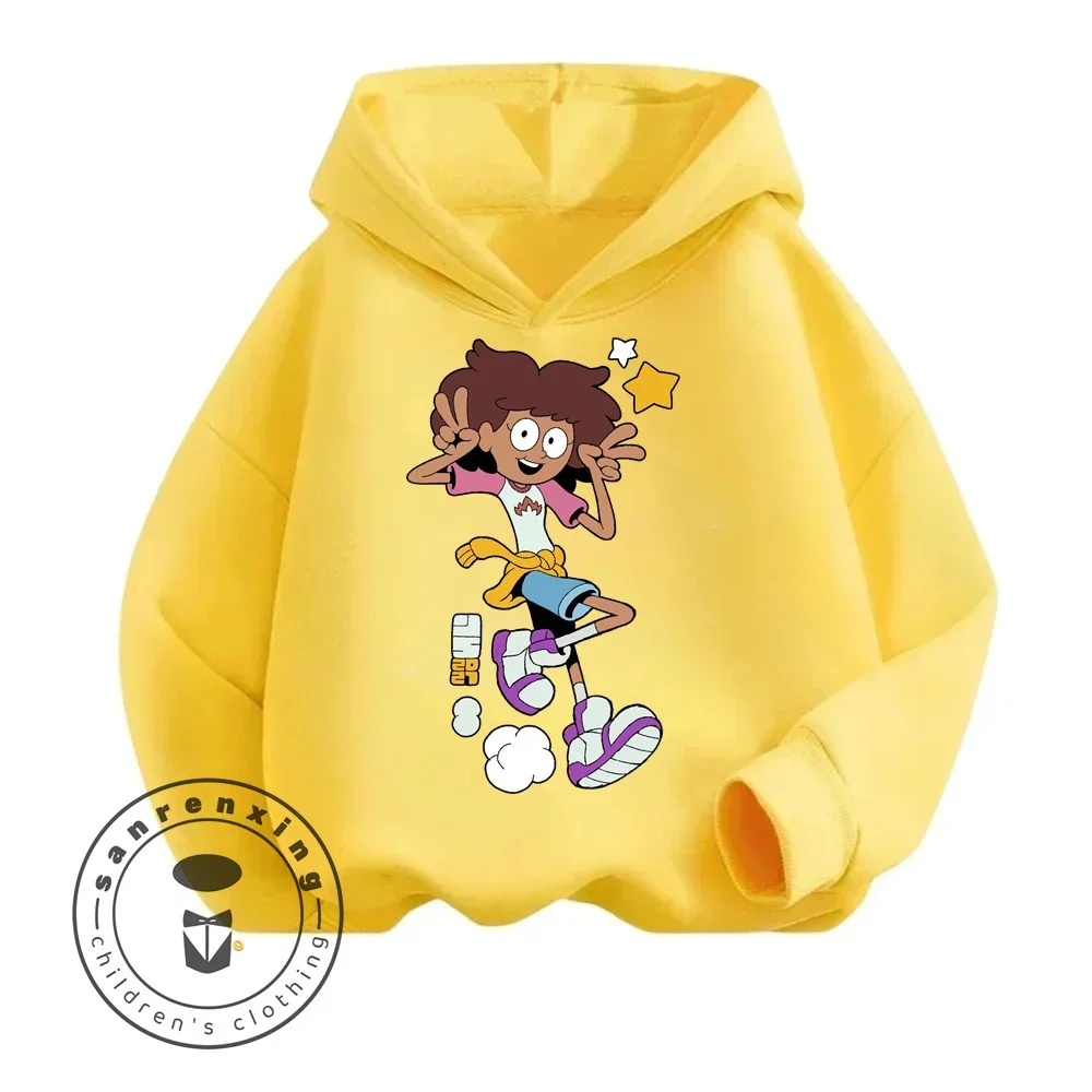 Amphibia Animated Cartoon Print Design Cute for Children's Skin-friendly Long Sleeve Hoodies for Autumn and Winter Seasons Style