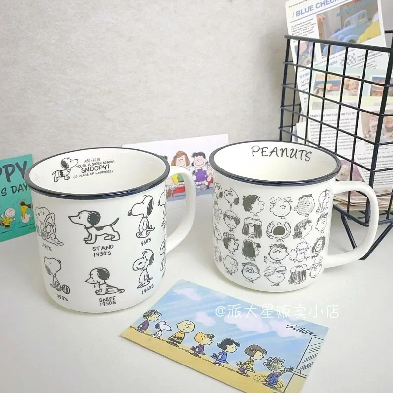 Snoopy animation peripheral cartoon cute ins mug home office ceramic coffee cup breakfast milk cup birthday gift wholesale