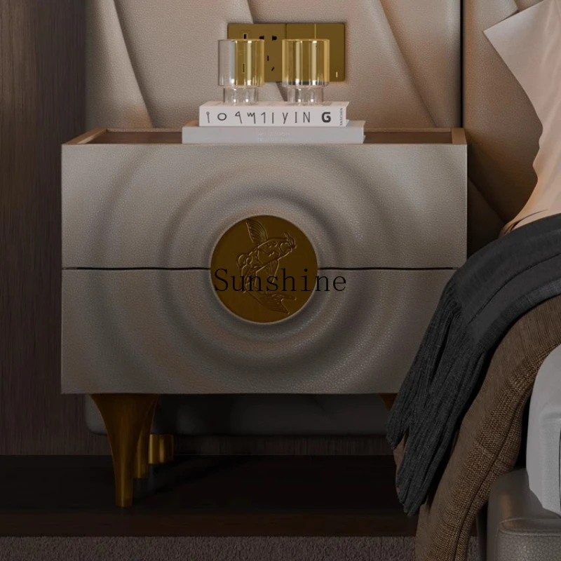 

Italian light luxury bedside table villa large apartment bedroom simple storage cabinet