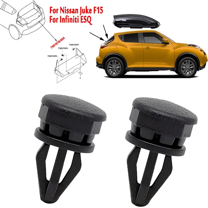 Lot 2 Clips Étagère Hayon Nissan Juke 2010-2014 - Compatible Réf OEM 799161KA2A | Fixation Plage Arrière