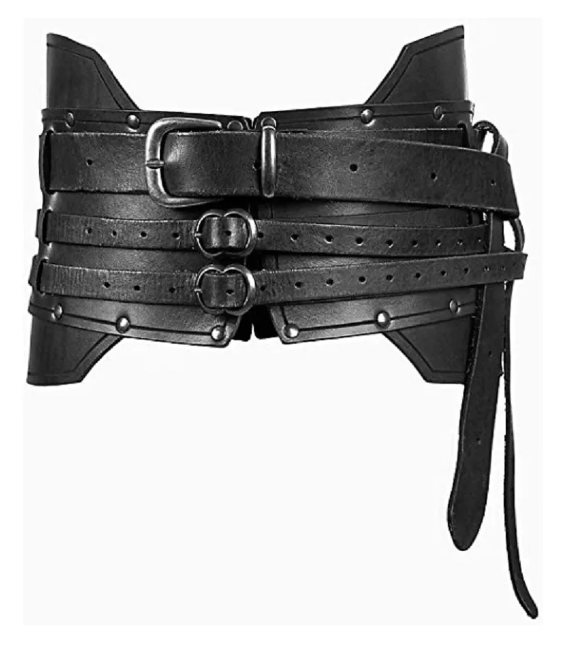 Medieval Vintage Wide Belt Faux Leather Armor Belt Steampunk Knight Waistband Corset Belt LARP Halloween Costume Accessories