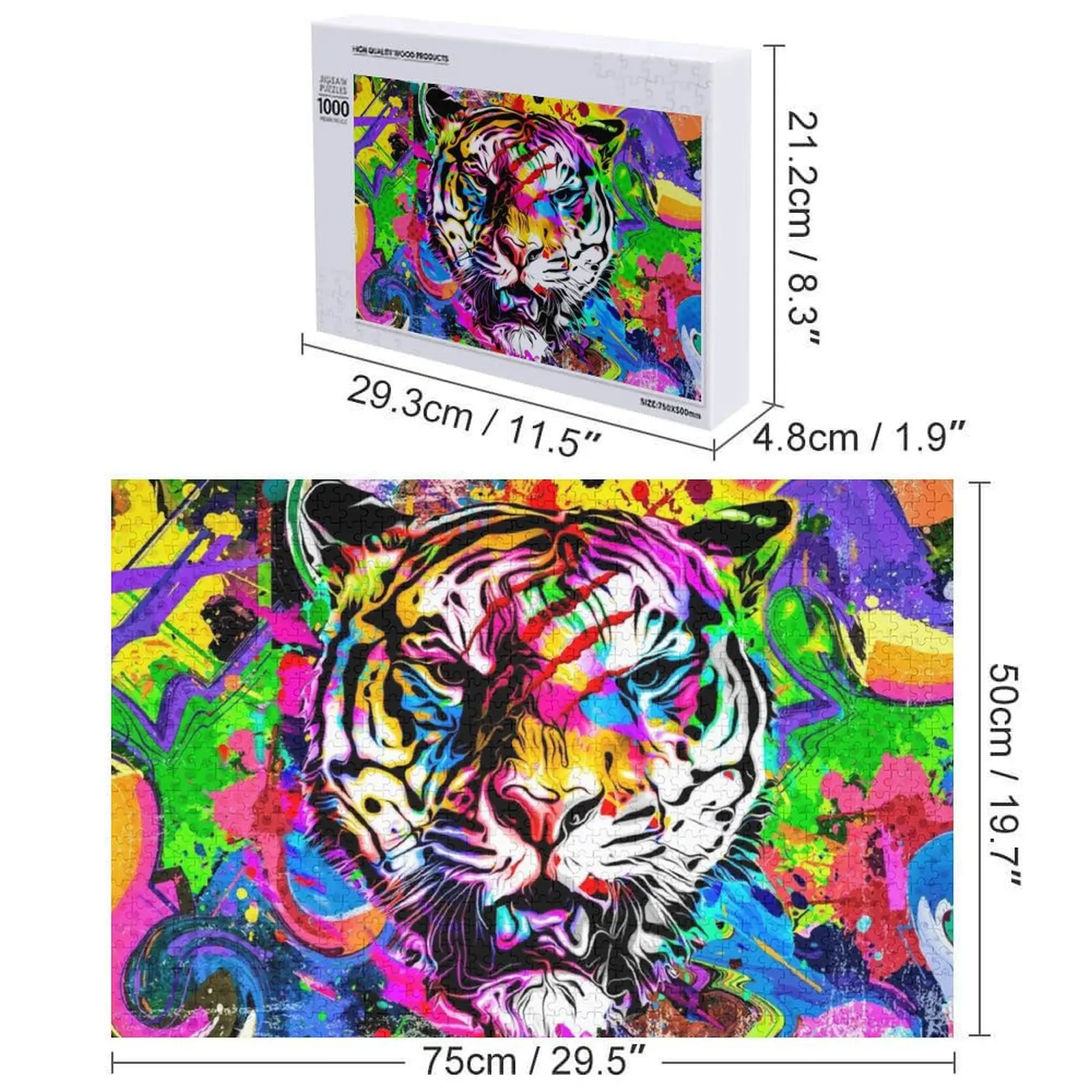 ตัวต่อจิ๊กซอว์ลายเสือหลากสี ของเล่นไม้ ของขวัญเด็กแบบกำหนดเอง ของขวัญสั่งทำพิเศษ