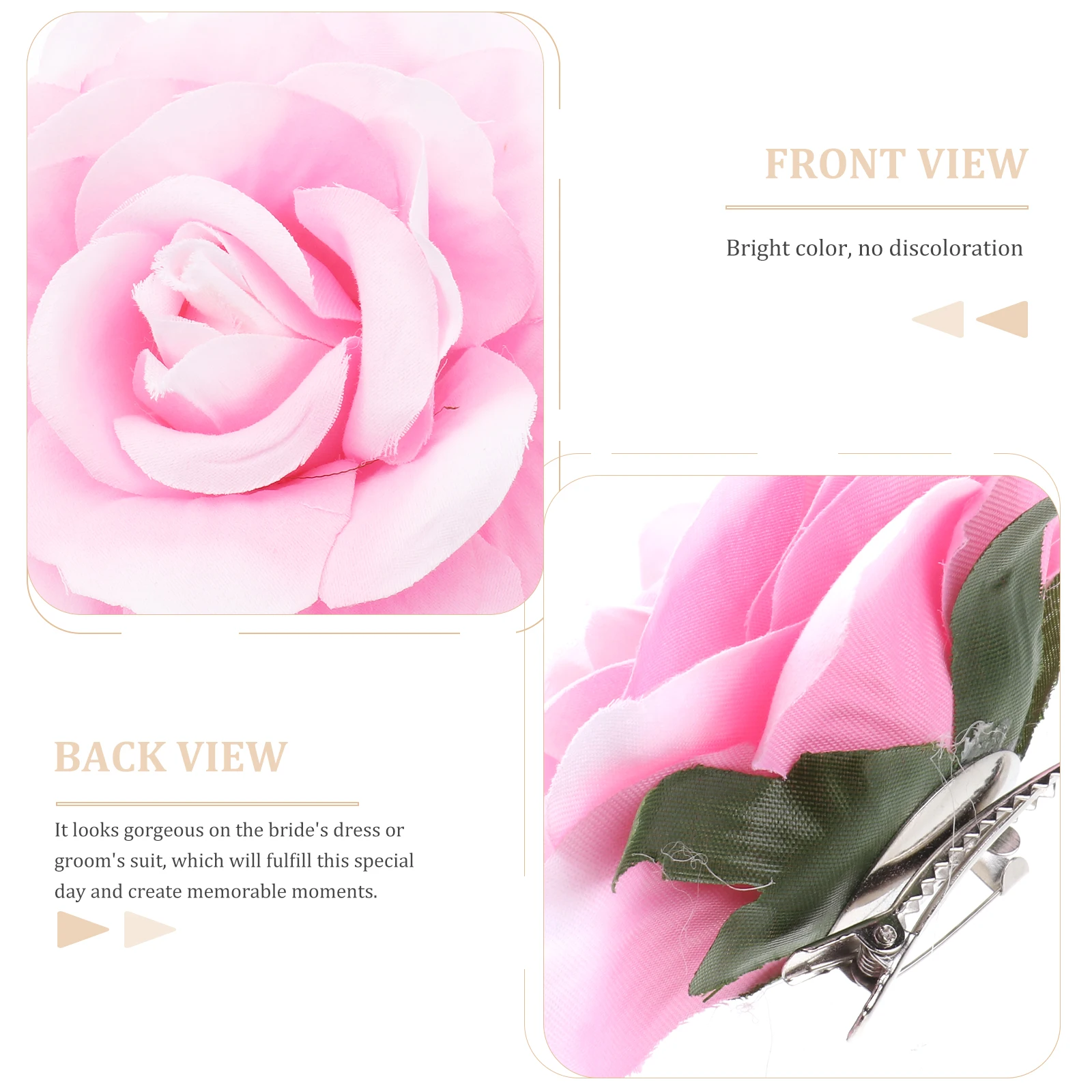

5pcs 10Cm Cloth Flower Brooch Pin Bridal Rose Corsage Hair Clip Wedding Dress Bridesmaid Groom Party Prom Floral Clips