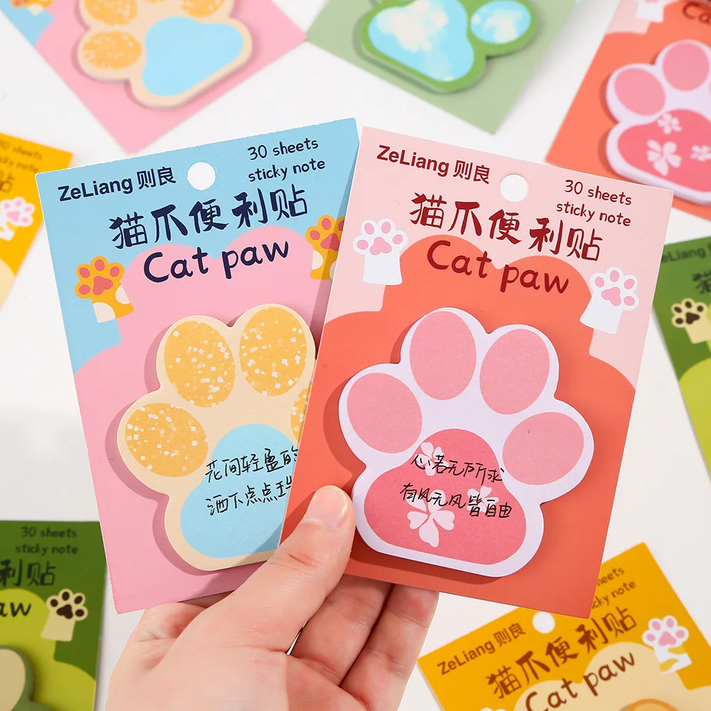 Cute Animals Sticker Bookmarks, Cat Paw Memo Pad Sticky Notes Self Adhesive Tab Notes Page Markers Flags Index Bookmark Marker