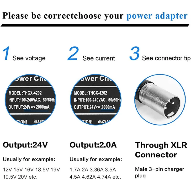 24V 5A 3-Pin Male XLR Connector Battery Charger for Lakematic,Pride Mobility,Jazzy Power Chair,Drive Medical,Golden Technologie