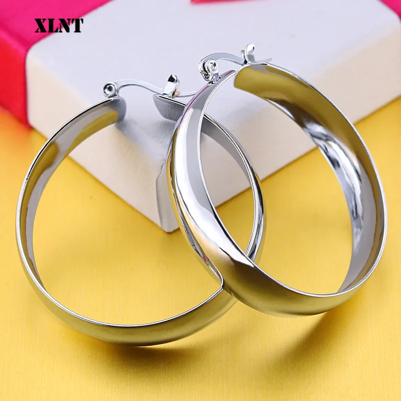 XLNT Gold Color Circle Oversize Earring  For Women Vintage Wide Statement Hoop Earring Ladies Stainless Jewelry Wholesale 2019