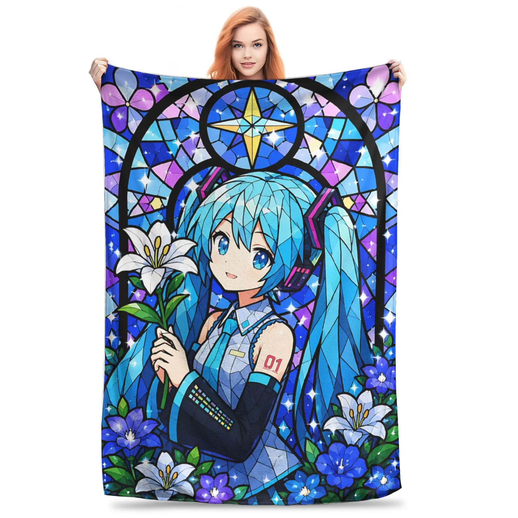 1PC Hatsune Miku  home room decorations Winter Blankets for Adults Bedding Home Interior Sofa Knee