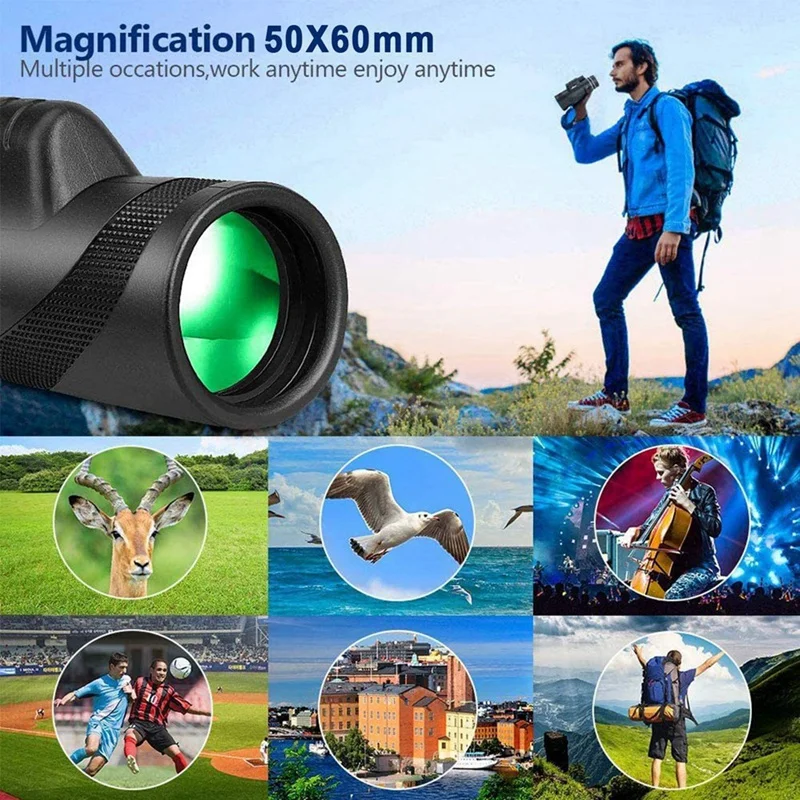 10X42 Monocular Mobile Telescope With Smartphone Adapter And Tripod For Bird Watching, Hunting, Hiking