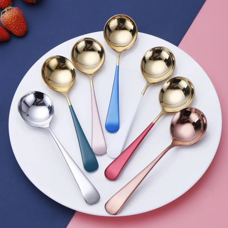 9 PCS Stainless Steel Spoon Gold Spoon for Ice Cream Dinner Tableware Gold Plated Dessert Tea Coffee Spoons