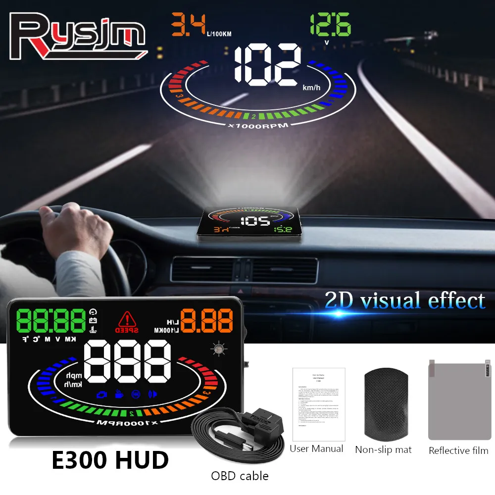 

HD 5.5 inch E300 Car HUD Head Up Display Auto Projector Car OBD II Over Speed Alarm Reflection OBD2 Interface with 2D Vision