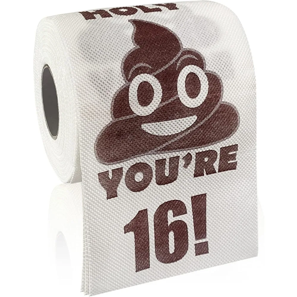 Happy 16th Birthday Gift Fun Toilet Paper Roll,Holy Poop You're 16 Printed Toilet Paper Prank Gift