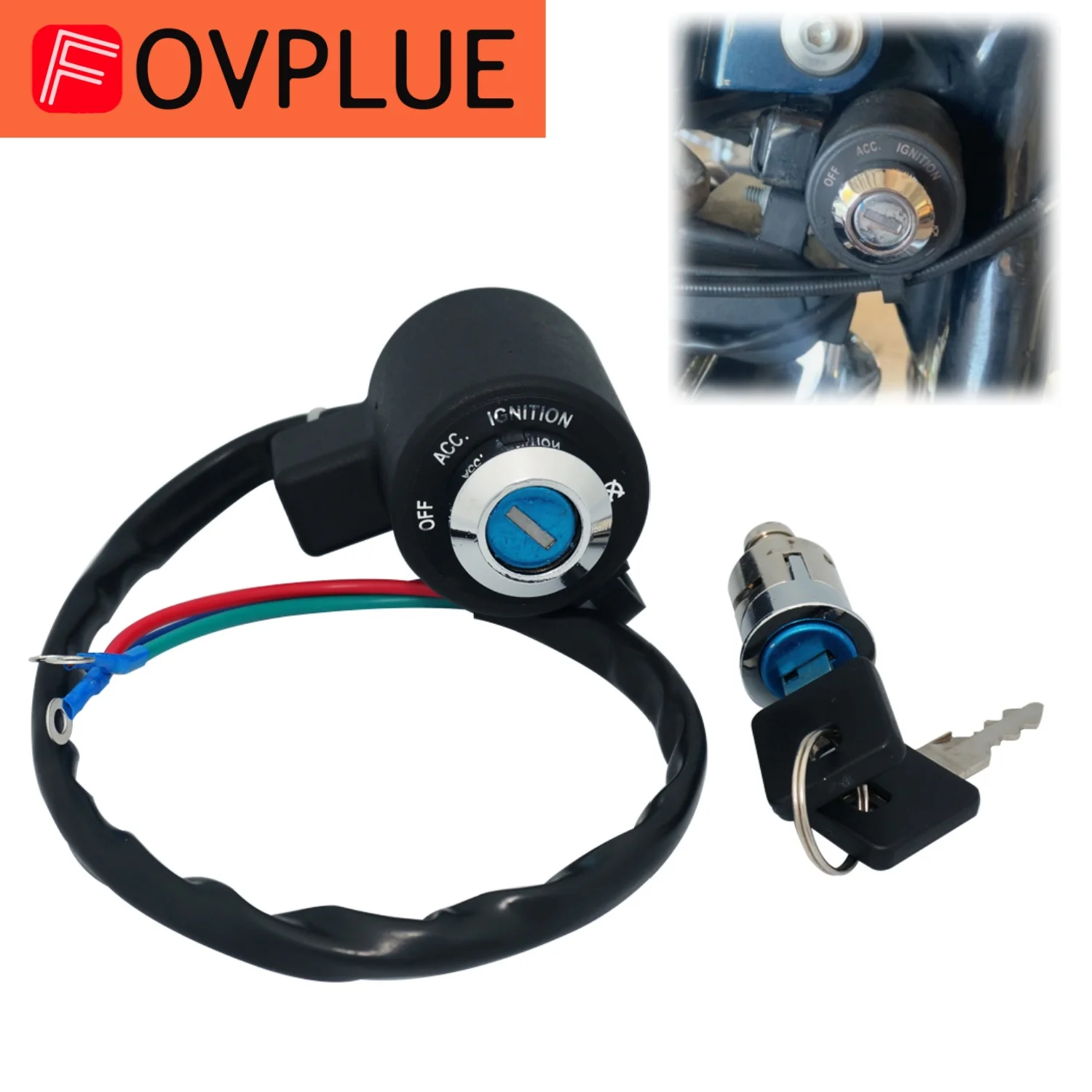 Motorcycle 3 Wires Ignition Control device Switch Lock with 2 Resistant Keys Set For Harley Sportster XL Iron 883 1200 1995-2003