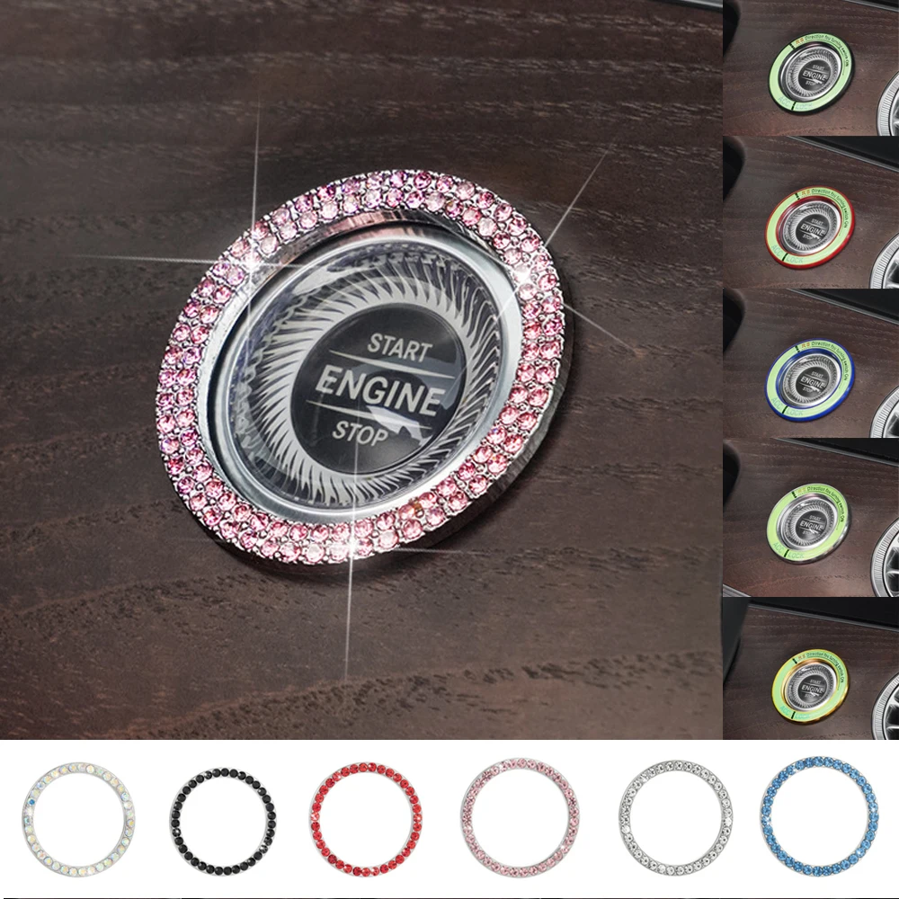 Car Engine Start And Stop Switch Cover For Lincoln MKZ MKS MKX MKT LS Continental Navigator Car Ignition Key Ring Switch Sticker