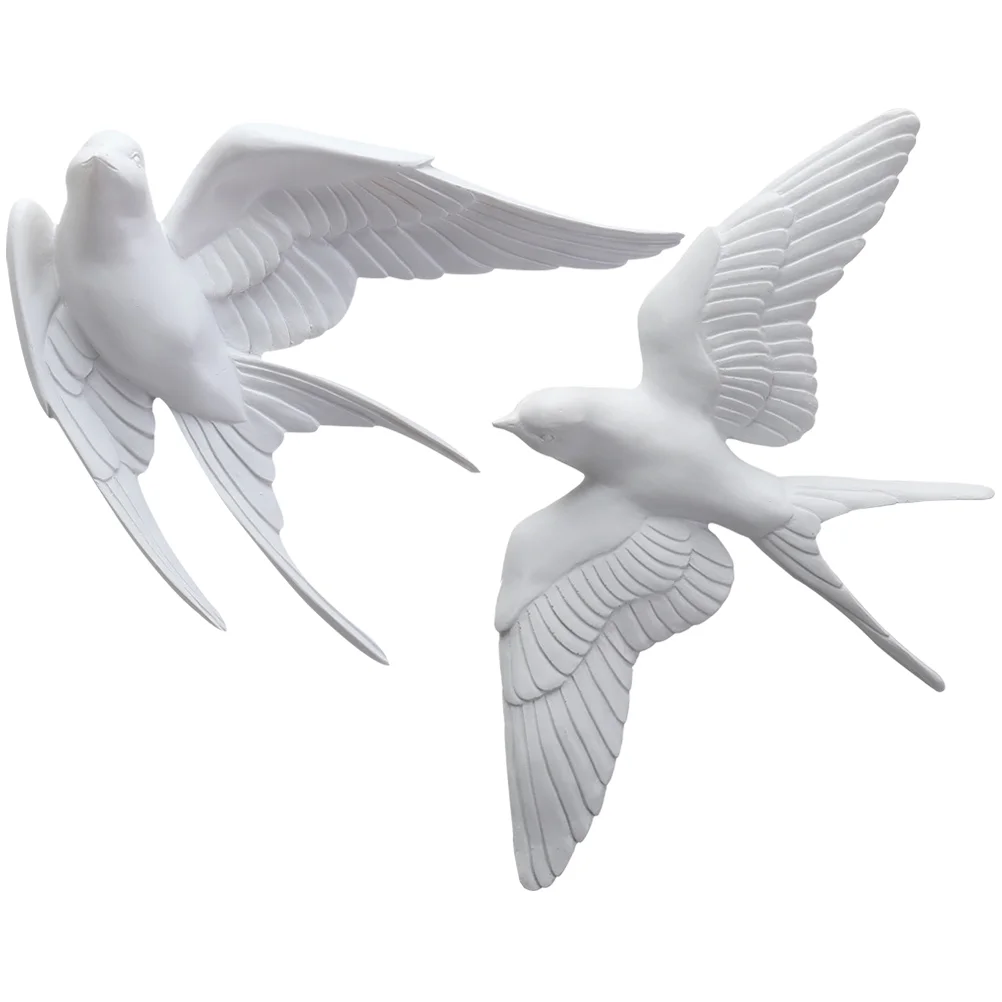 

2 Pcs Wall Decoration Pendant Realistic Bird Figurine Swallow Model Simulation Lace Ornament Adornment Imitated Home Resin