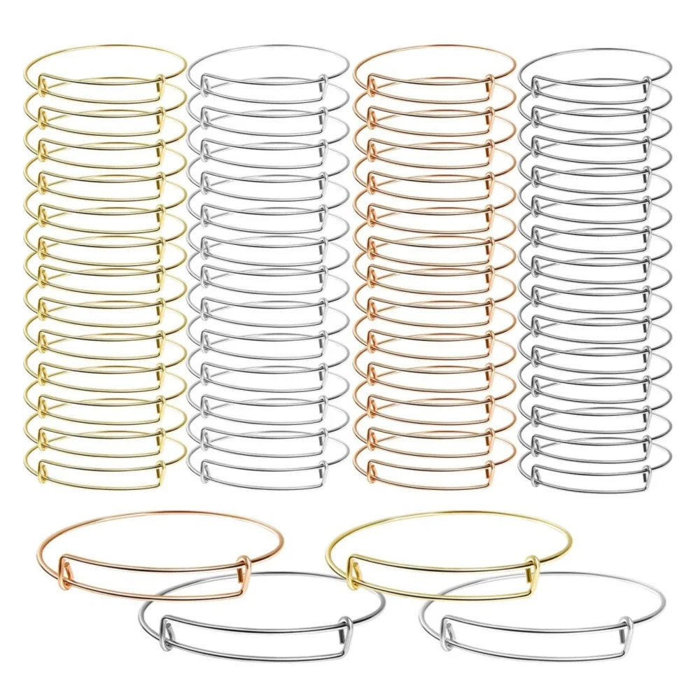 10/20pcs 70mm Expandable Bangle Adjustable Wire Blank Bracelets For DIY Jewelry Making Accessories Supplies Summer Handicraft