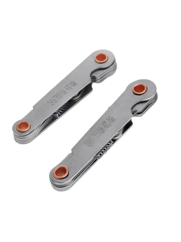 2 Pcs Stainless Steel Metric Screw 60+55 Degree Thread Measuring Gauge