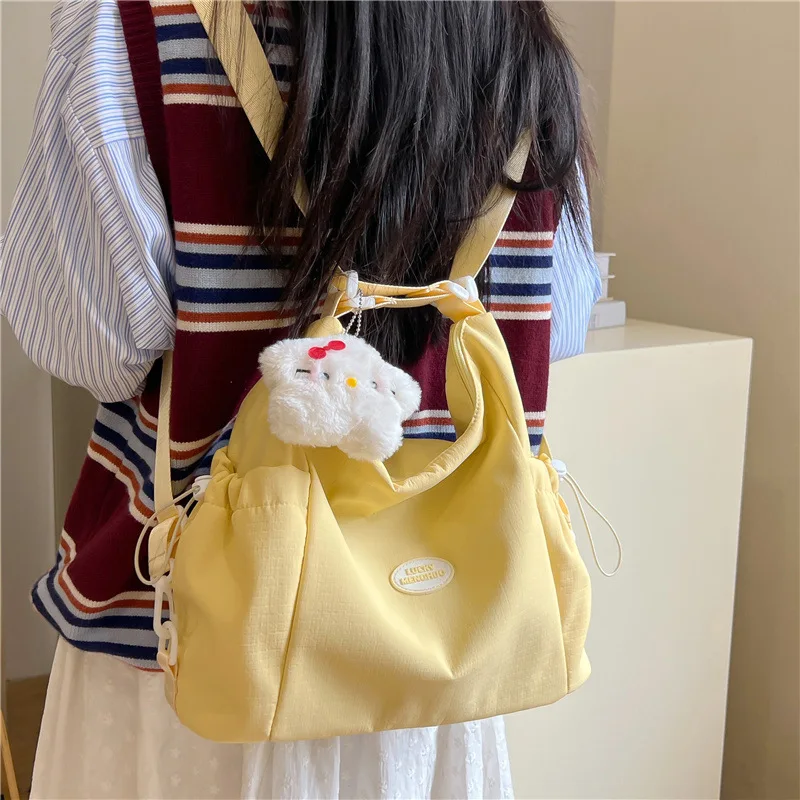 

Versatile Single Shoulder Bag Women's Kawaii Backpack Simple College Student Solid Color Tote Bag Mini Backpack Sweet Style Bag