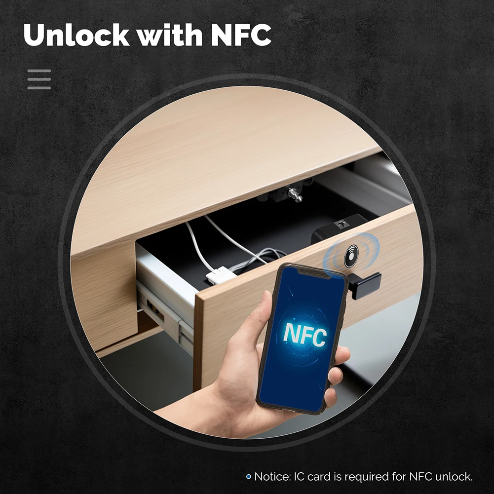 블루투스 키리스 잠금 해제 서랍 잠금 스마트 나무 캐비닛 잠금 IC 카드 전화 NFC 모바일 앱 모니터링 원격 제어 도어 로커