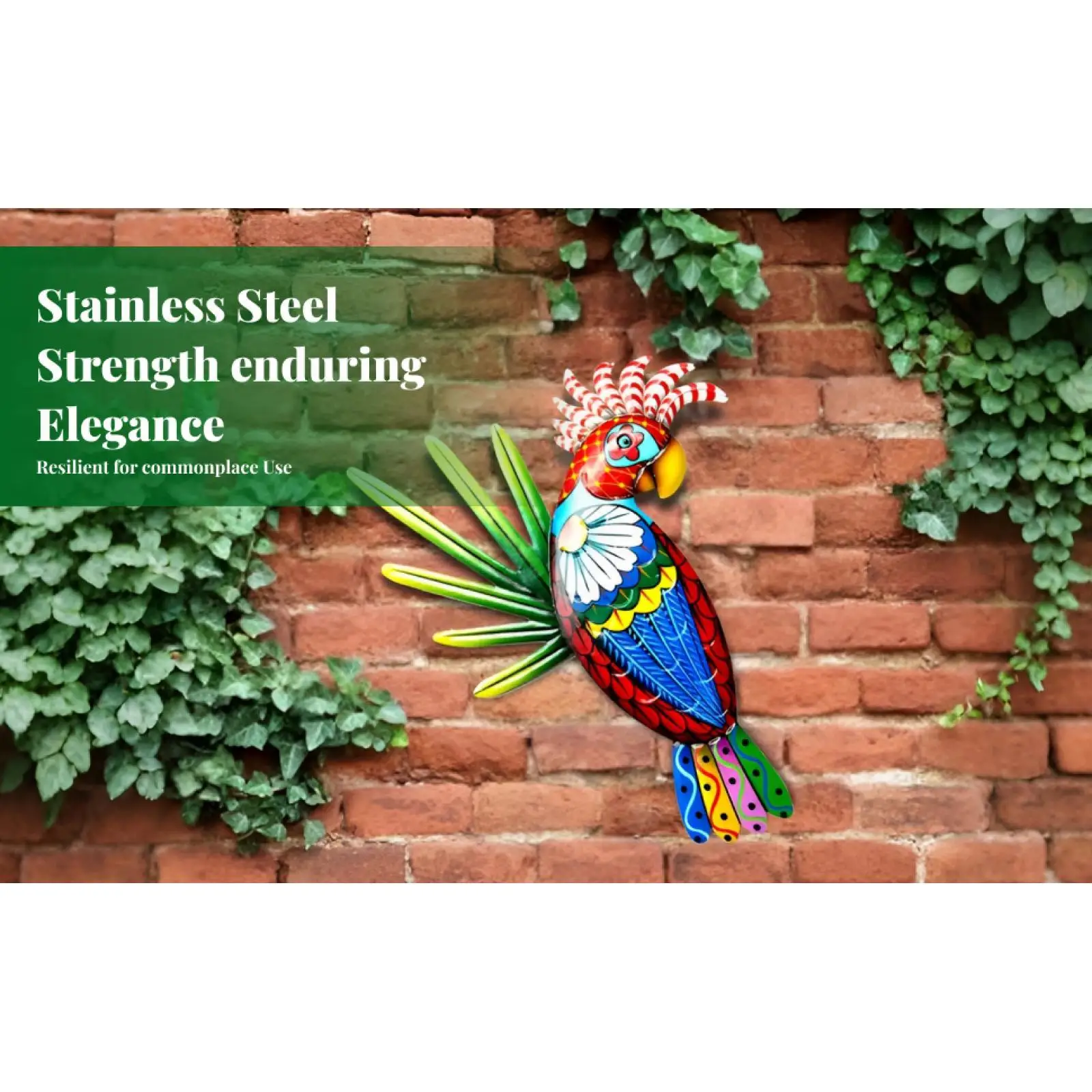 Metal Parrot Wall Art Decor 3D Wall Art Sculptures for Garden Outdoor Patio