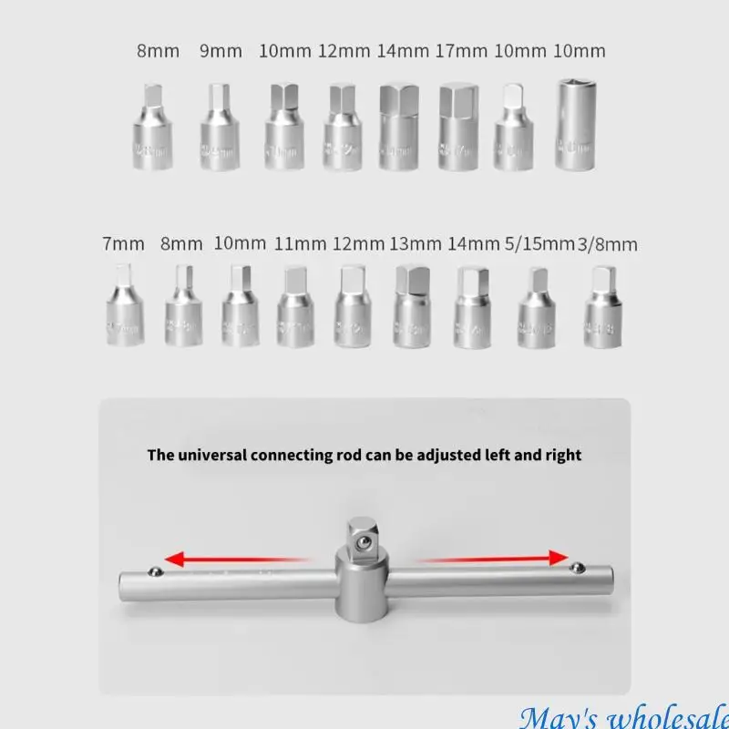 18pc Mechanic Socket Set High Strength Construction Portable Organizers Vehicle Repair 448A