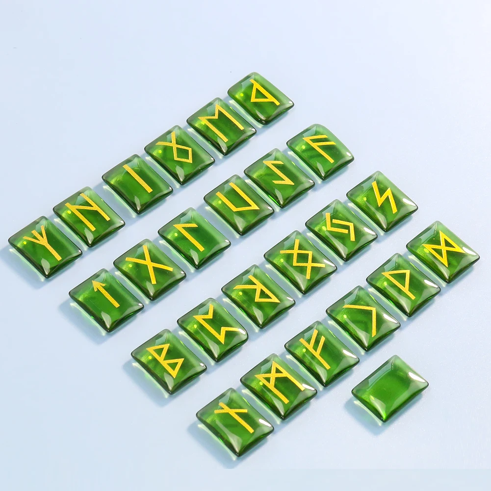 

Glass Viking Runes Amulet Witchcraft Supplies Fortune Reiki Energy Divination Healing Meditation Home Decoration Gifts 25Pcs per