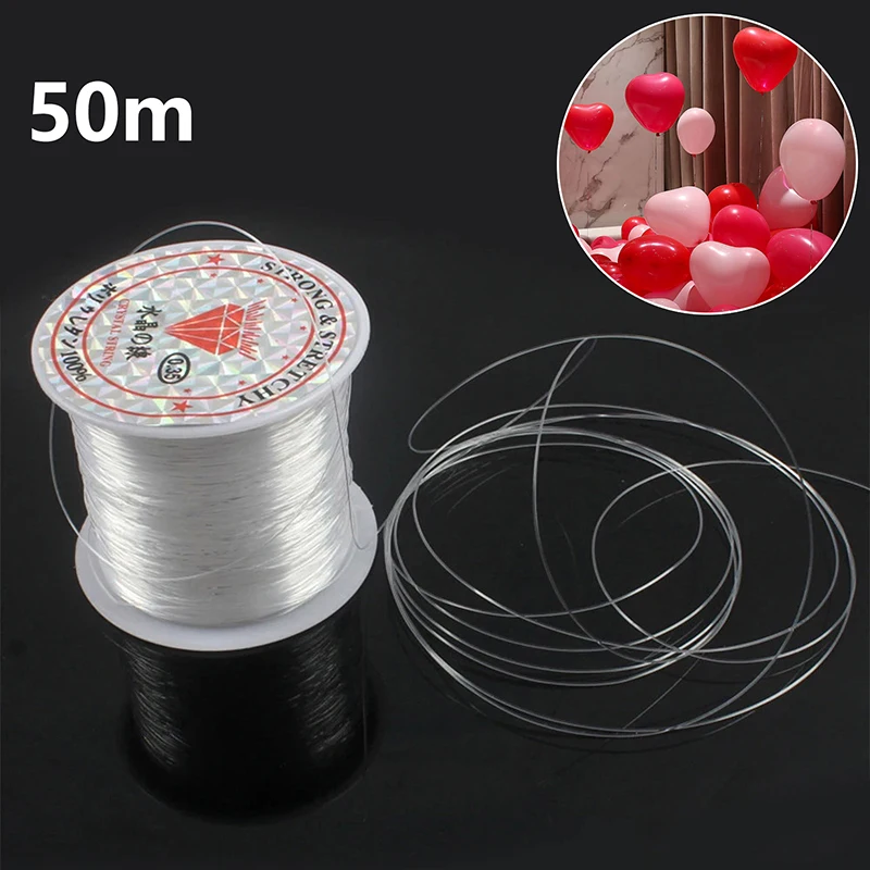 50m Clear Nylon Invisible Thread Fishing Wire Hanging Balloons Wire Jewelry Christmas Garland Thread Birthday Party Decoration