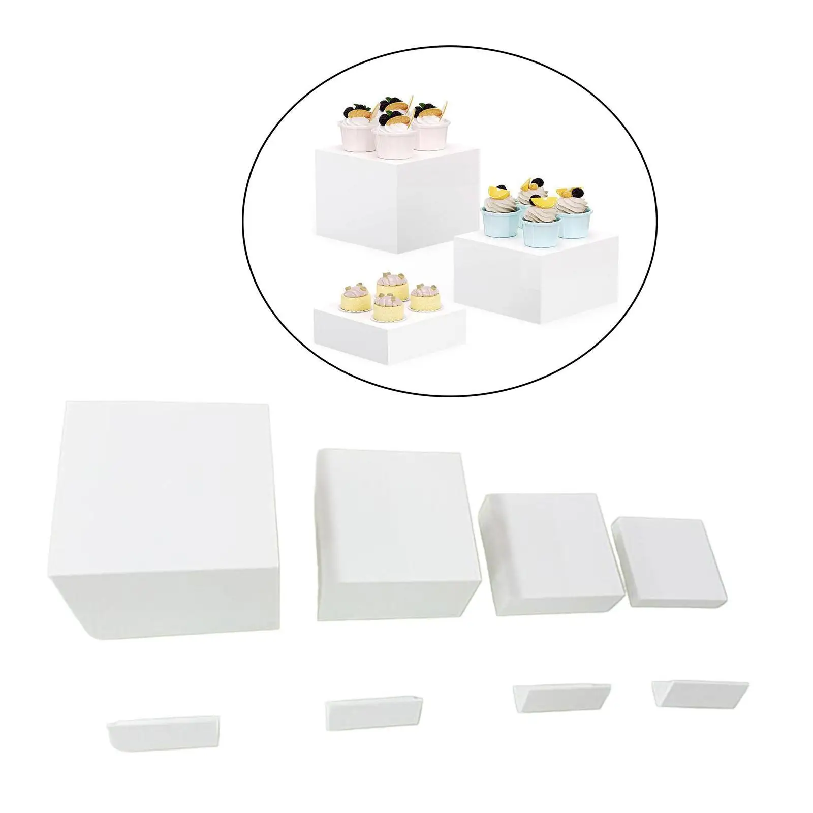 

4 Pieces Buffet Riser Food Risers for Buffet Table Acrylic Riser for Birthday Party