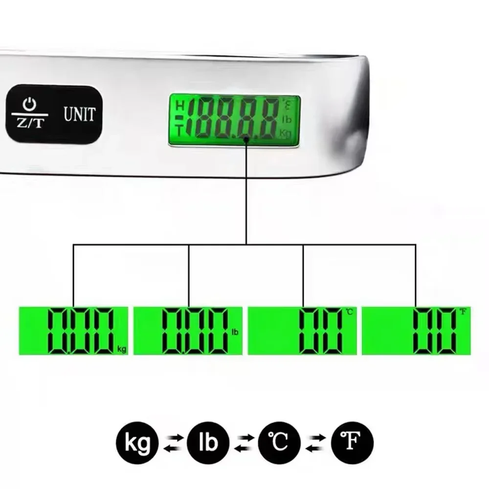 50kg Portable Hanging Scale Electronic Hand Luggage Scale Digital Display Suitcase 110lb Travel Baggage Bag Weighing Tools