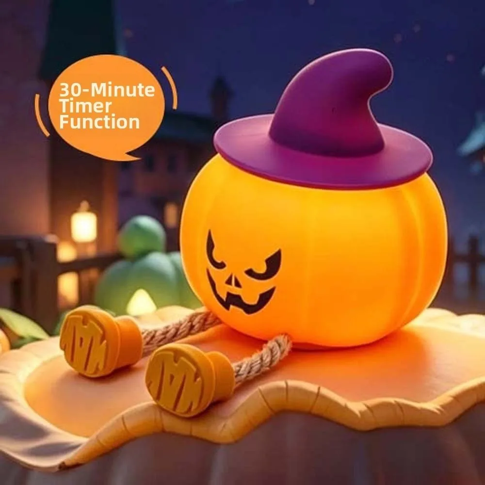 Rechargeable Pumpkin Night Light Dimmable Timer Phone Holder Tap Control Nightlight Warm Glow Portable for 5V/1W