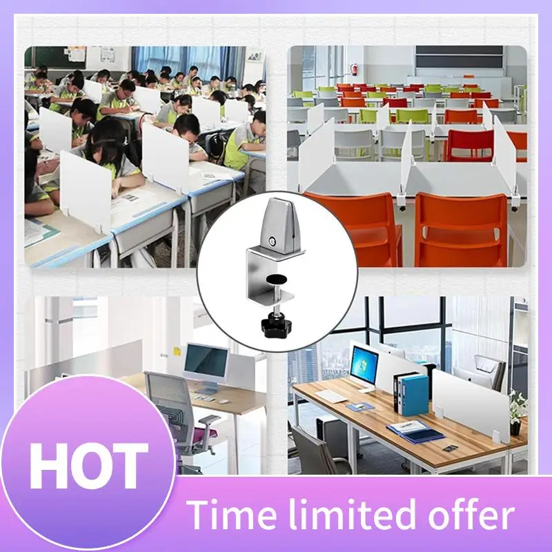 

B69C Aluminum Adjustable Sneeze Guard Support Clip No Punch Partition Clip For 1/8 To 1 Inch Panels Suitable For Acrylic