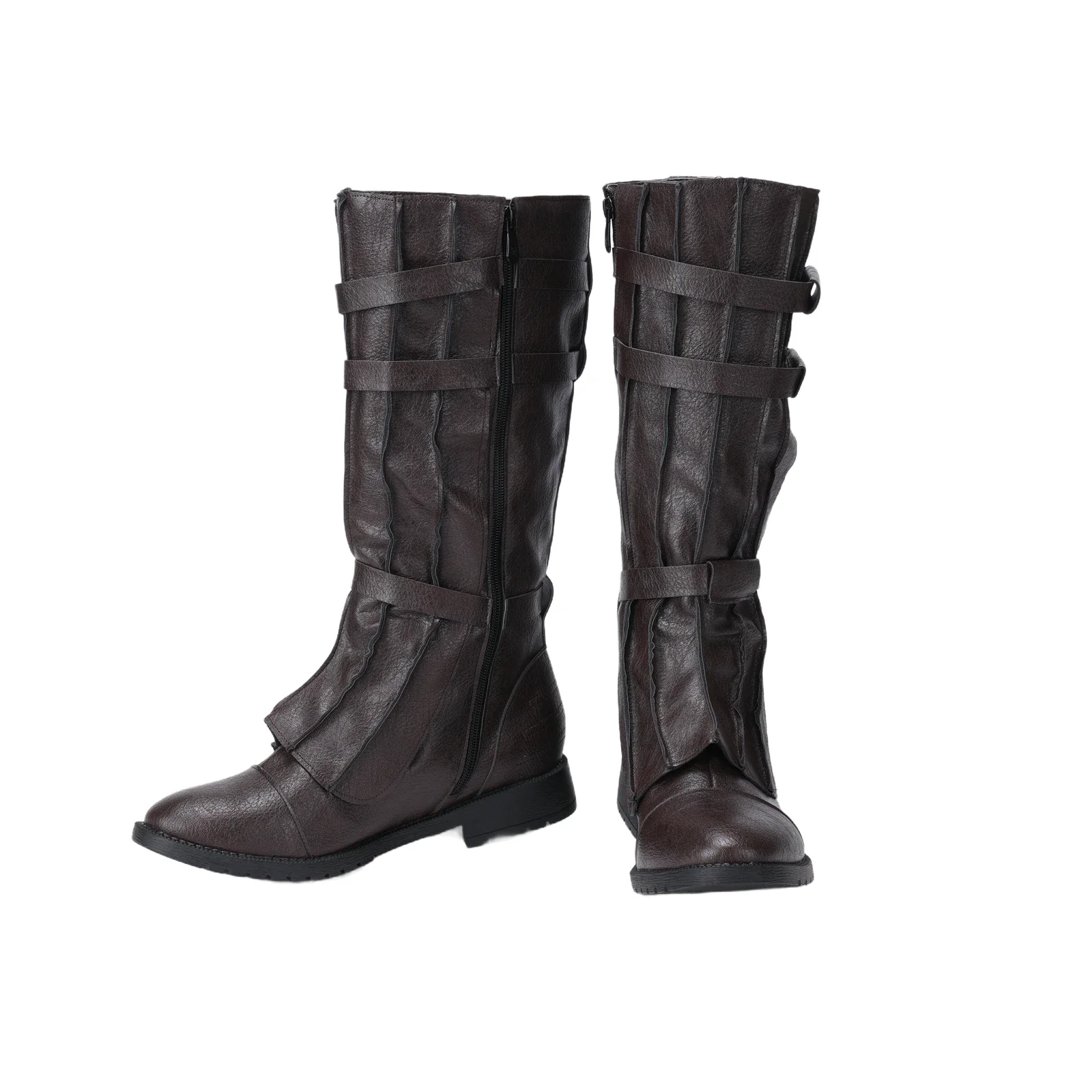 Botas medievales renacentistas, zapatos de caballero para hombre, Cosplay de fantasía, botas negras y marrones, disfraz de batalla espacial de película, accesorios de disfraz