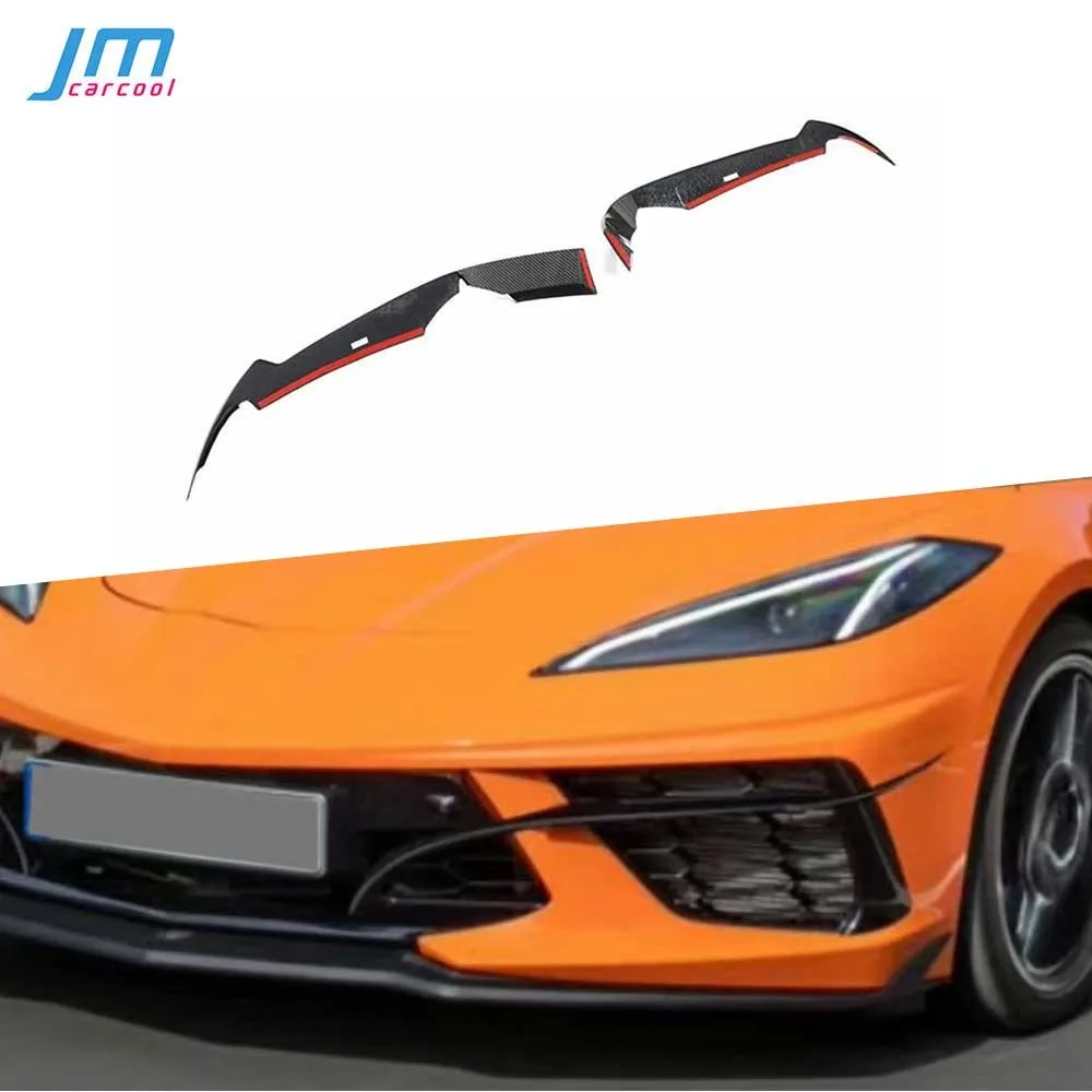 

for Chevrolet Corvette C8 2020-2021 Ultra-Light Real Carbon Fiber Front Bumper Fins FRP Front Bumper Canards BodyKits Car