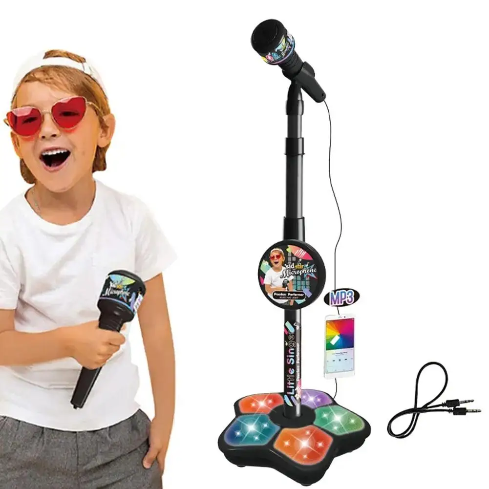 Children's Microphone With Stand Simulation Standing Karaoke Baby Singing Party Play Toy Kids Birthday Gift