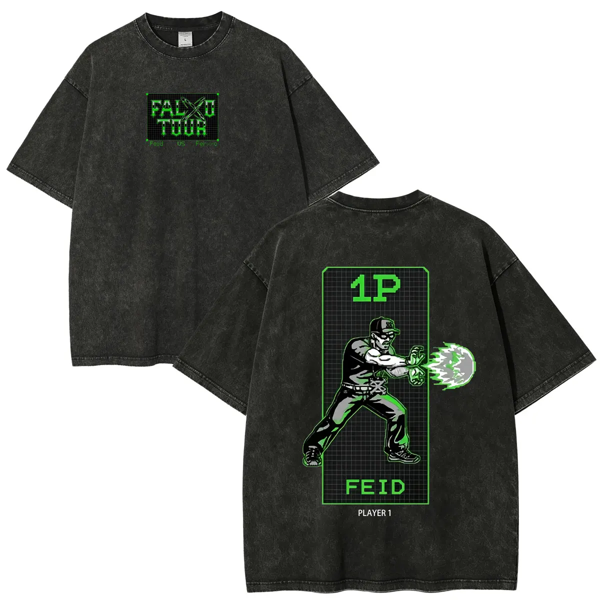 Rapper Feid Ferxxo Falxxo Tour 2026 Merch Vintage Washed T Shirts Men's Women Clothing High Quality Casual Short Sleeve T-shirt