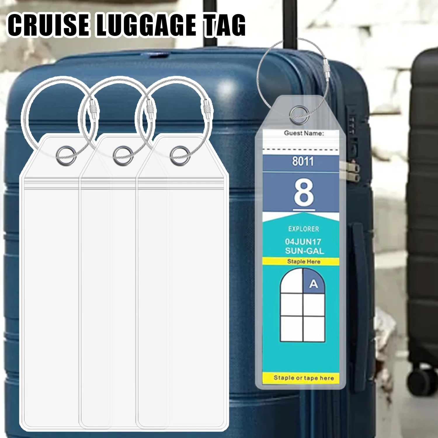 Clear PVC Ship Ticket Card Sleeve Waterproof Cruise Luggage Tag Holders Durable Suitcase Label Holder Cruise Tags Luggage Tags