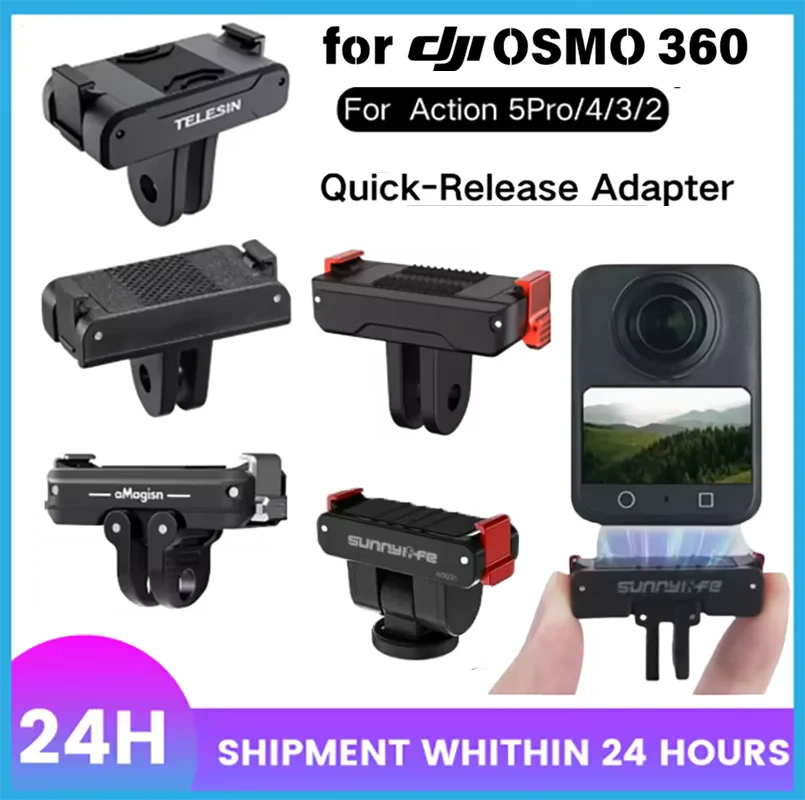 

Quick Release Magnetic Adapter Mount For DJI Osmo 360 Action 5 PRO 4/3/2 Foldable Plate for DJI cameras Expansion Accessories