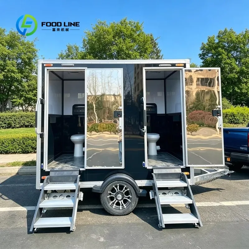 Outdoor Multi Stall Male Female Separate Space Mobile Toilet Trailer Luxury Integrated Bathroom Sanitary Restroom Unit