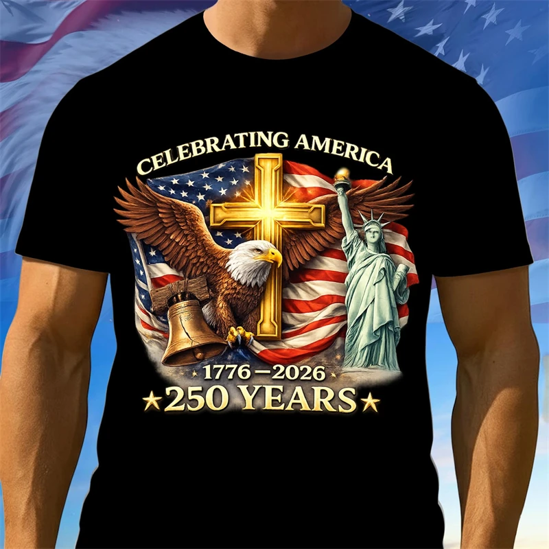 Celebrating America 250 Years T-shirt Men Women 3D Print Statue Of Liberty Retro Pattern T Shirts Festival Street Fashion Tee