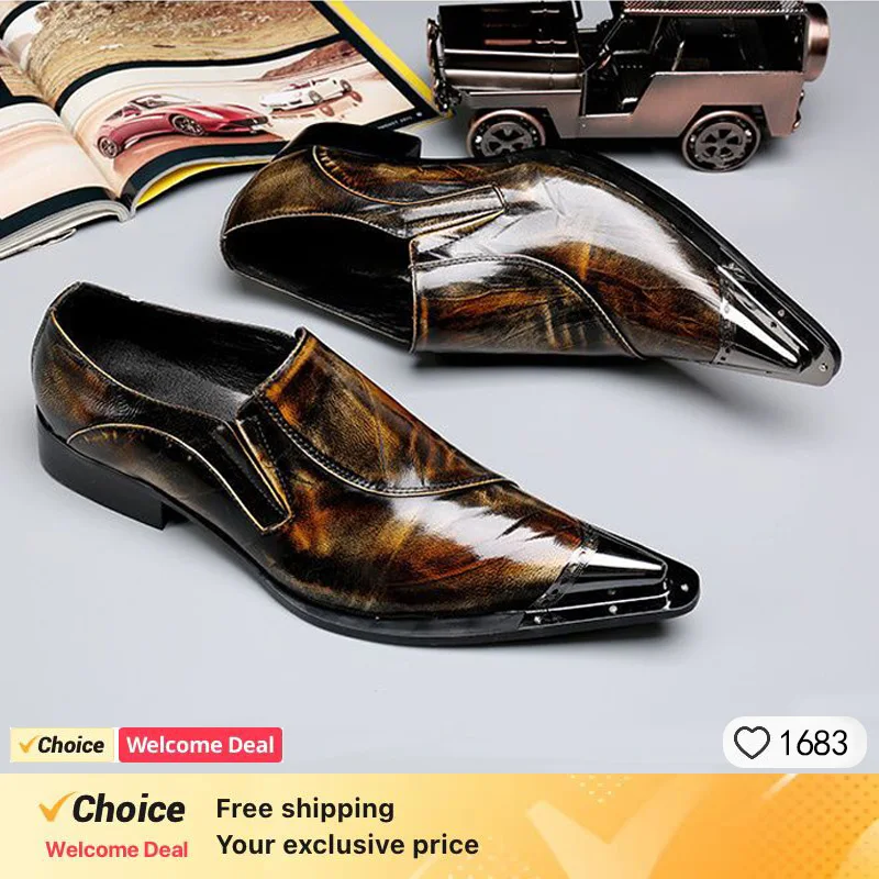 

British New 2024 Men Mocassins Italian Shoes Slip On Patent Leather Loafers Brown Dress Shoes For Men