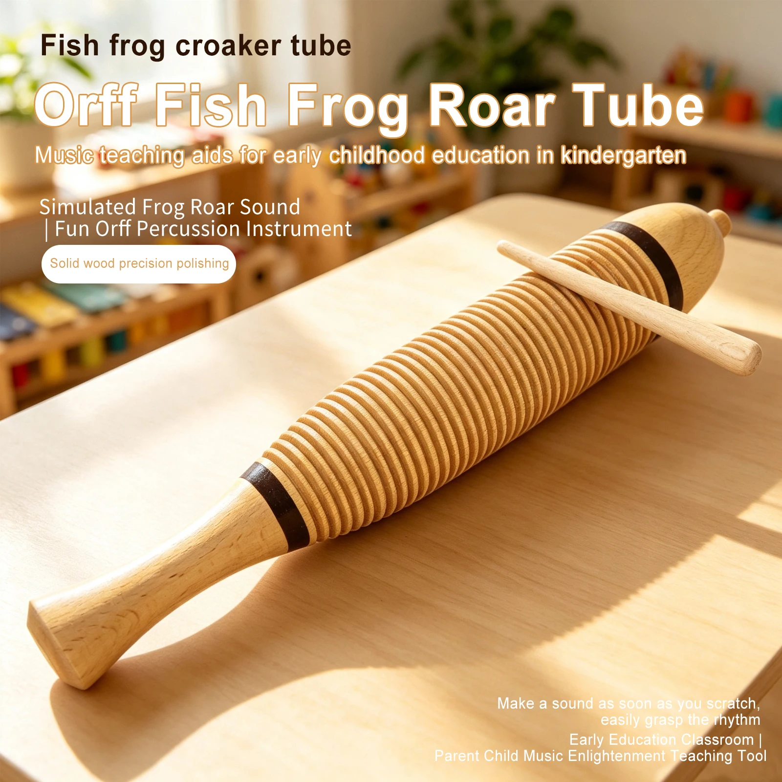 IRIN Wooden Fish Guiro Orff Percussion Musical Instrument Simulate Frog Croak Sound Music Learning Tools Christmas Gifts