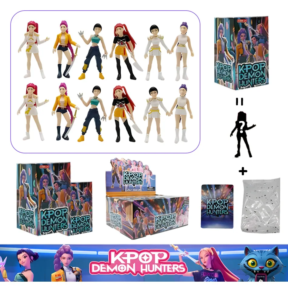 12個入り ブラインドボックス カワイイ ハンターガールズグループ コレクタブルフィギュア ルミ ミラ ゾイ ジヌ ぬいぐるみバッグ おもちゃ 2～4.5インチ パーティー フェスタ用