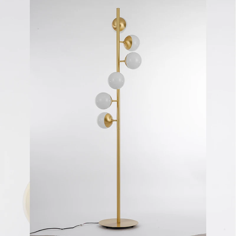 Nordic Modern Simple Glass Floor Lamp G9 Base Vertical Living Room Study Bedroom Bedside Lamp Individual Creativity Ball Design