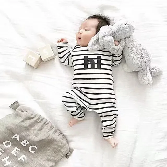 Baby Boy Romper Cotton Long Sleeve Jumpsuit Newborn Striped Print Baby Boy Clothes Infant