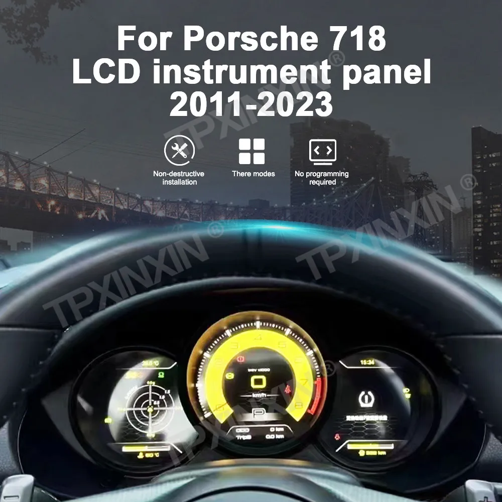 12.3 Inch Car LCD Digital Cluster FOR Porsche 718 LCD 2011-2023 Instrument Smart Digital Dashboard Panel Speedometer Screen Auto